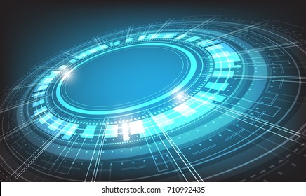 digital business , vector tech circle and technology background