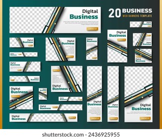 Digital Business Web banners template design with space for image. vector