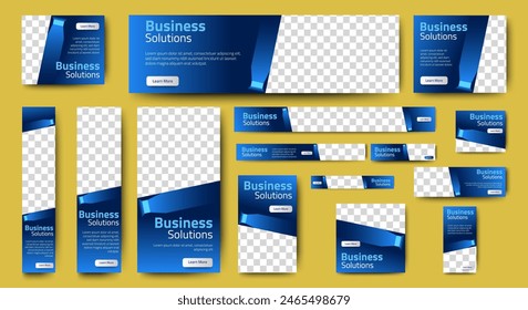 Diseño de Plantilla de Anuncios de Web de negocios digital con espacio para la Imagen. fondo azul. Vector