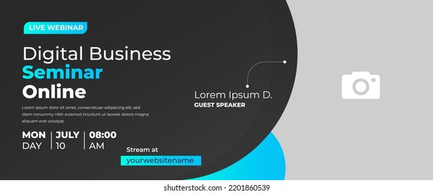 Digital business webinar horizontal banner template design