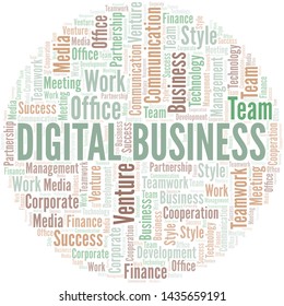 Digital Business word cloud. Collage made with text only.