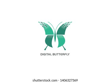 digital butterfly logo concept idea