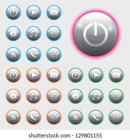 digital buttons for applications with neon lighting. For light background.eps10