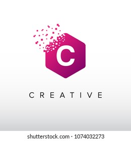 Digital C Letter. Letter C Design Vector