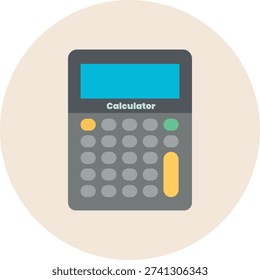 Digital Calculator Icon for UI UX Design and Mobile App Interface - Fully Editable EPS 10 Vector. A modern and professional digital calculator icon with a clean button layout and display screen, set within a soft circular background. Specifically designed for UI UX design and mobile app interfaces, this fully editable EPS 10 vector is perfect for financial apps, education platforms, accounting software, and business dashboards. Its balanced color palette ensures high visibility and a user-friendly feel.