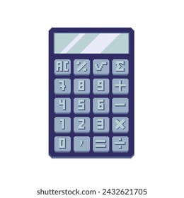 Digital calculator pixel art element. Counting device. 8 bit. Game development, mobile app. Isolated vector illustration. Cross stitch pattern.