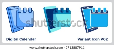 Digital Calendar Icon syncs across devices to keep your schedule accessible and up-to-date anywhere. Blue, Flat Blue, Dualtone style.