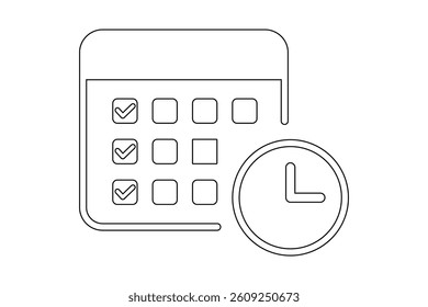 Digital Calendar and Time Icon, calendar icon, time management, schedule icon, event planner