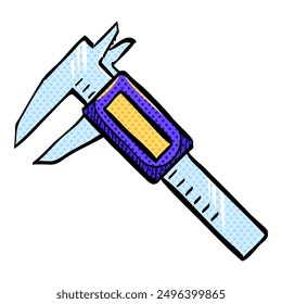 Digital caliper halftone icon hand drawn color vector illustration