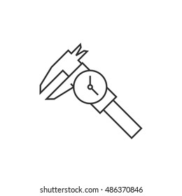 Digital caliper icon in thin outline style. Instrument equipment measurement accuracy millimeter