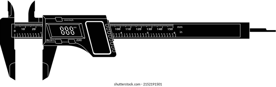 Digital caliper isolated vector on white background. The digital caliper is a precision instrument used to take very accurate measurements. 