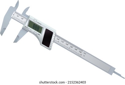 Digital caliper isolated vector on white background. The digital caliper is a precision instrument used to take very accurate measurements. 