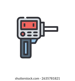 Digital caliper tool icon with outlined design style