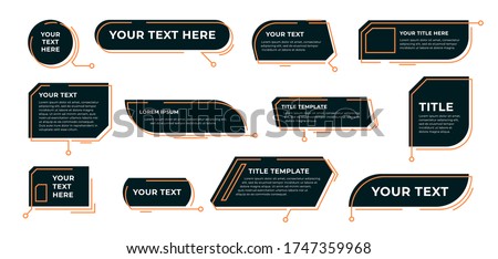 Digital callout titles set. Futuristic textboxes templates, frame boxes with text sample. Flat vector illustration for presentation or infographics content concepts