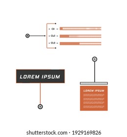 Digital callouts, footnotes. Layout for links and digital information. Source for advertising. Set of HUD. Vector illustration. Futuristic hud frame red and blue png.	
