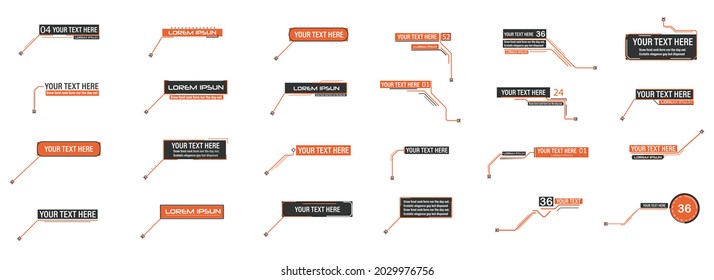 Digital callouts, footnotes. Layout for links and digital information. Source for advertising. Set of HUD. Vector illustration. Futuristic hud frame red and blue png.		