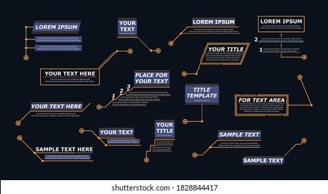 Digital callouts titles. Futuristic callout bar labels, information call box bars and modern digital info boxes layout templates. Modern banners of lower third for presentation. Vector illustration.