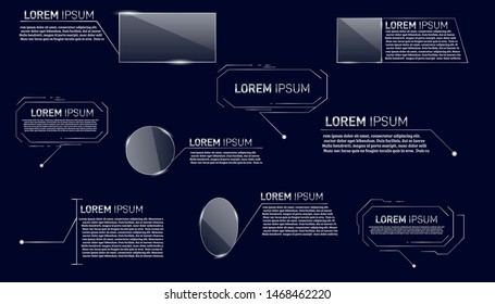Digital  Callouts titles.Set of HUD futuristic sci fi frame template. Callout bar labels.  Vector design of titles bar for infographics, advertising, video production. 
