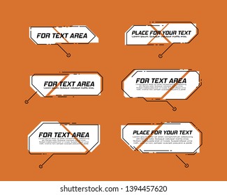 Digital callouts titles. Set of HUD futuristic sci fi frame template. Layout element for web, brochure, presentation or infographics.