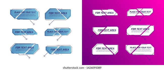 Digital callouts titles. Set of HUD futuristic sci fi frame template. Layout element for web, brochure, presentation or infographics.