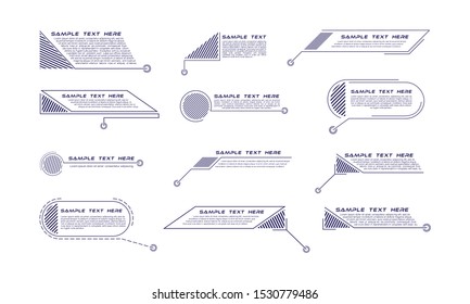 Digitale Kallout Titel. Set von HUD futuristic sci fi Rahmen Vorlage. Layout-Element für Web, Broschüre, Infografiken. Moderne Banner mit niedrigem Drittel für die Präsentation einzeln auf Weiß. Vektorgrafik