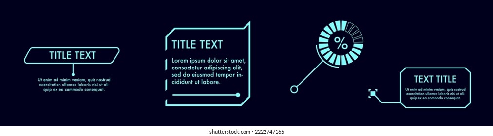 Digital callouts titles. Set of HUD futuristic sci fi frame template. 