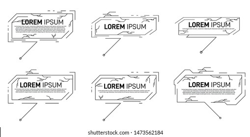 Digital callouts titles. Set of technology pattern for modern banners of lower third for presentation. HUD futuristic sci frame template for web, brochure, presentation or infographics.