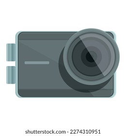 Vector de caricatura de icono de cámara digital. Cámara de acción. Lente de grabación