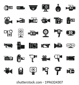 Digital camcorder icons set. Simple set of digital camcorder vector icons for web design on white background