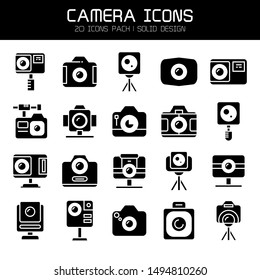 digital camera, and action camera icons set