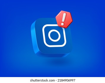 Digital camera app icon with exclamation point pictogram. Vector 3d illustration