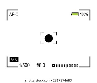 Digital camera autofocus screen with exposure data and battery status