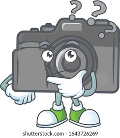 Digital camera cartoon mascot style in a confuse gesture