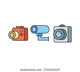 Ilustración vectorial de conjunto de iconos de cámara digital y CCTV
