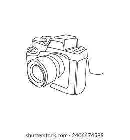 Digital camera continuous single linear style simple art drawing vector pro.
