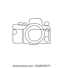 Digital camera continuous single linear style simple art drawing vector pro