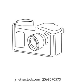 Digital camera continuous single linear style simple art drawing vector pro