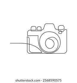 Digital camera continuous single linear style simple art drawing vector pro