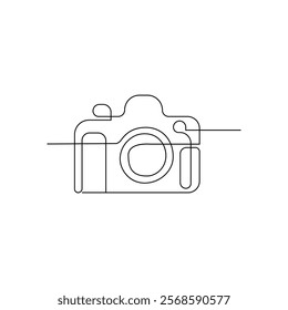 Digital camera continuous single linear style simple art drawing vector pro