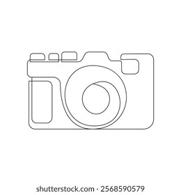 Digital camera continuous single linear style simple art drawing vector pro