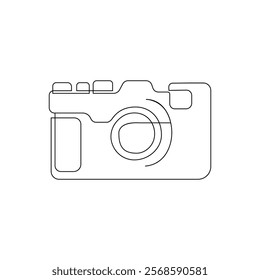 Digital camera continuous single linear style simple art drawing vector pro