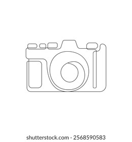 Digital camera continuous single linear style simple art drawing vector pro