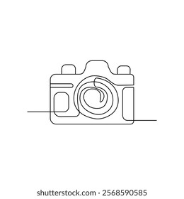 Digital camera continuous single linear style simple art drawing vector pro