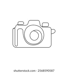 Digital camera continuous single linear style simple art drawing vector pro