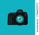 Digital camera DSLR flat design. Vector illustration.