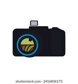 Digital camera DSLR flat design. Vector illustration.