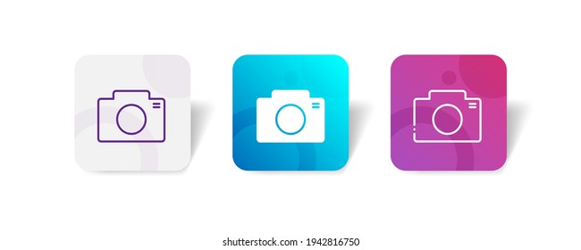 digital camera dslr mirrorless pixel perfect icon set bundle in line, solid, glyph, 3d gradient style