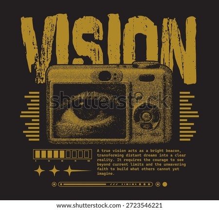 Digital camera and the eye graphic design vector illustrationfor t-shirt print design template.