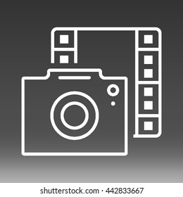 Digital Camera With Filmstrip Vector Icon Illustration