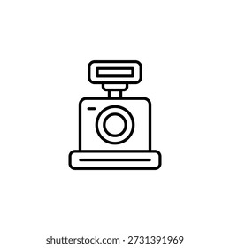 Digital Camera With Flash Outline Icon For Photography Device Or Recording